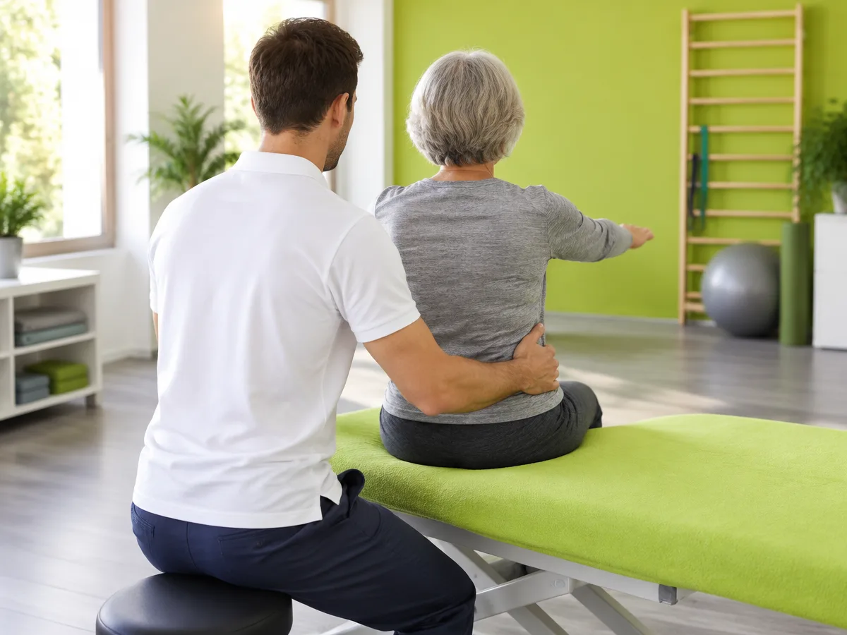 Begleitete Mobilitätsübung im Rahmen neurologischer Physiotherapie